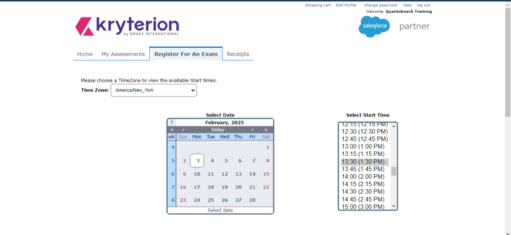 register for exam